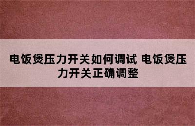 电饭煲压力开关如何调试 电饭煲压力开关正确调整